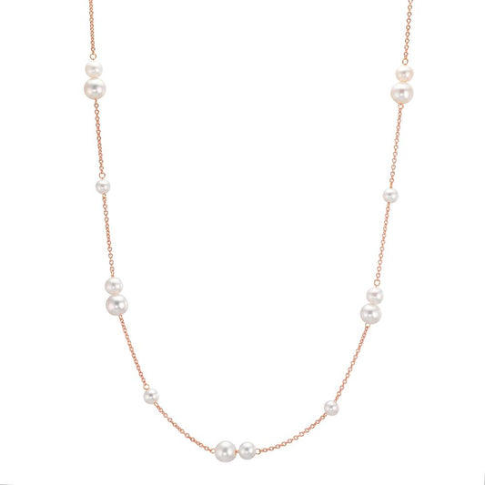 Collier 750/18K rood goud zoetwater Parel, 23 Parels 3-5 mm 41.5-44 cm