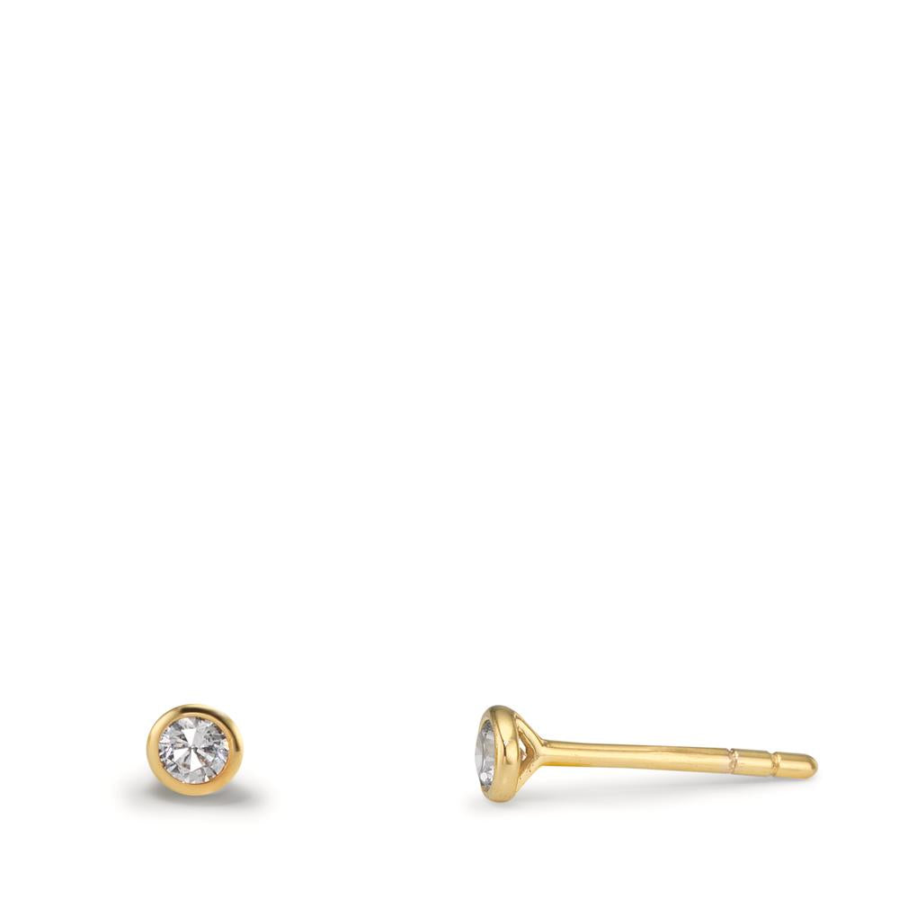 Oorknoppen 375/9K geel goud Zirkonia 2 Steen Ø2.9 mm