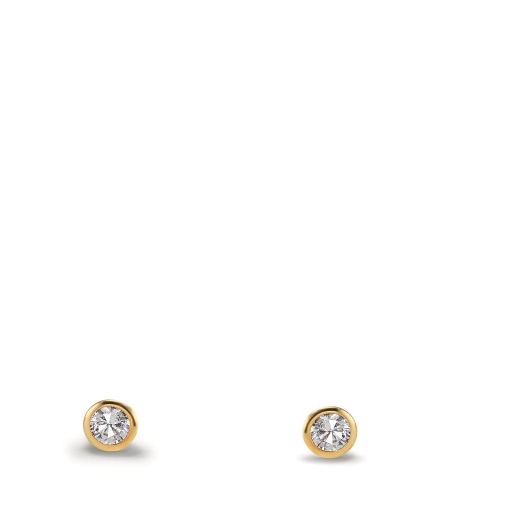 Oorknoppen 375/9K geel goud Zirkonia 2 Steen Ø2.9 mm