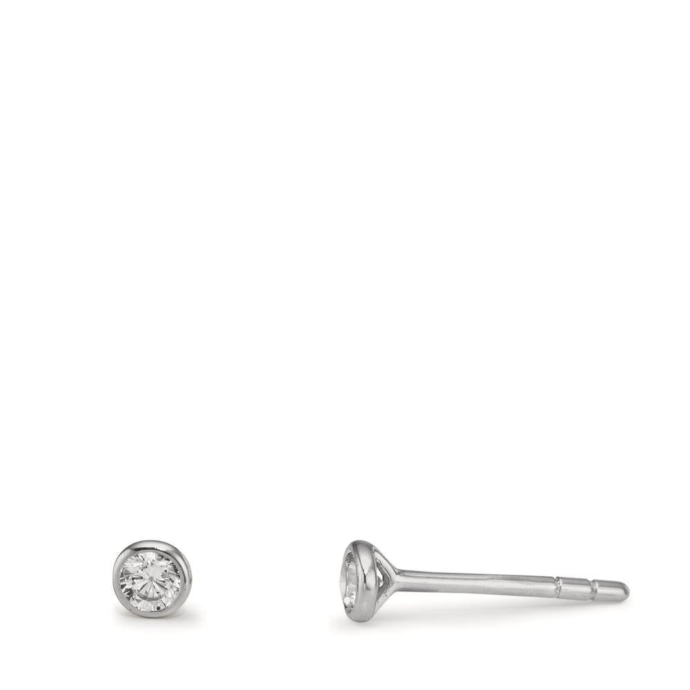 Oorknoppen 375/9K witgoud Zirkonia 2 Steen Ø2.9 mm