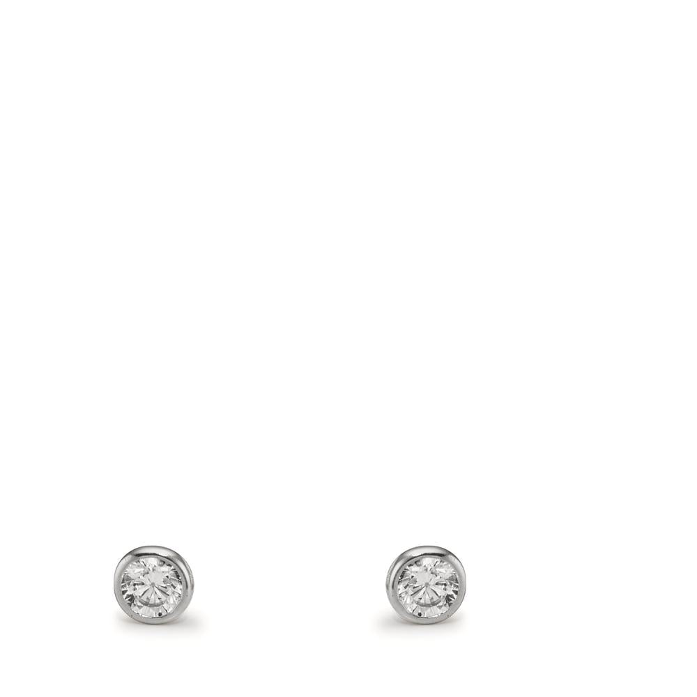 Oorknoppen 375/9K witgoud Zirkonia 2 Steen Ø2.9 mm