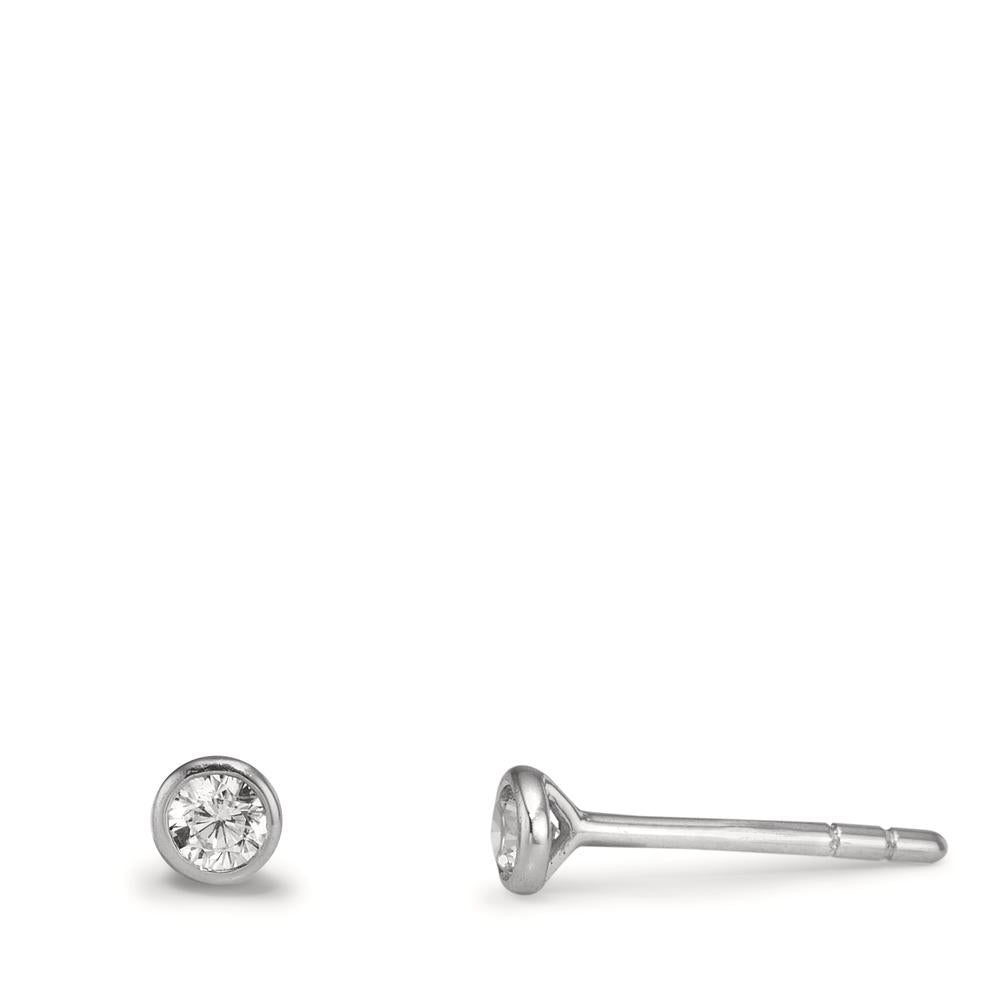 Oorknoppen 375/9K witgoud Zirkonia 2 Steen Ø3.2 mm