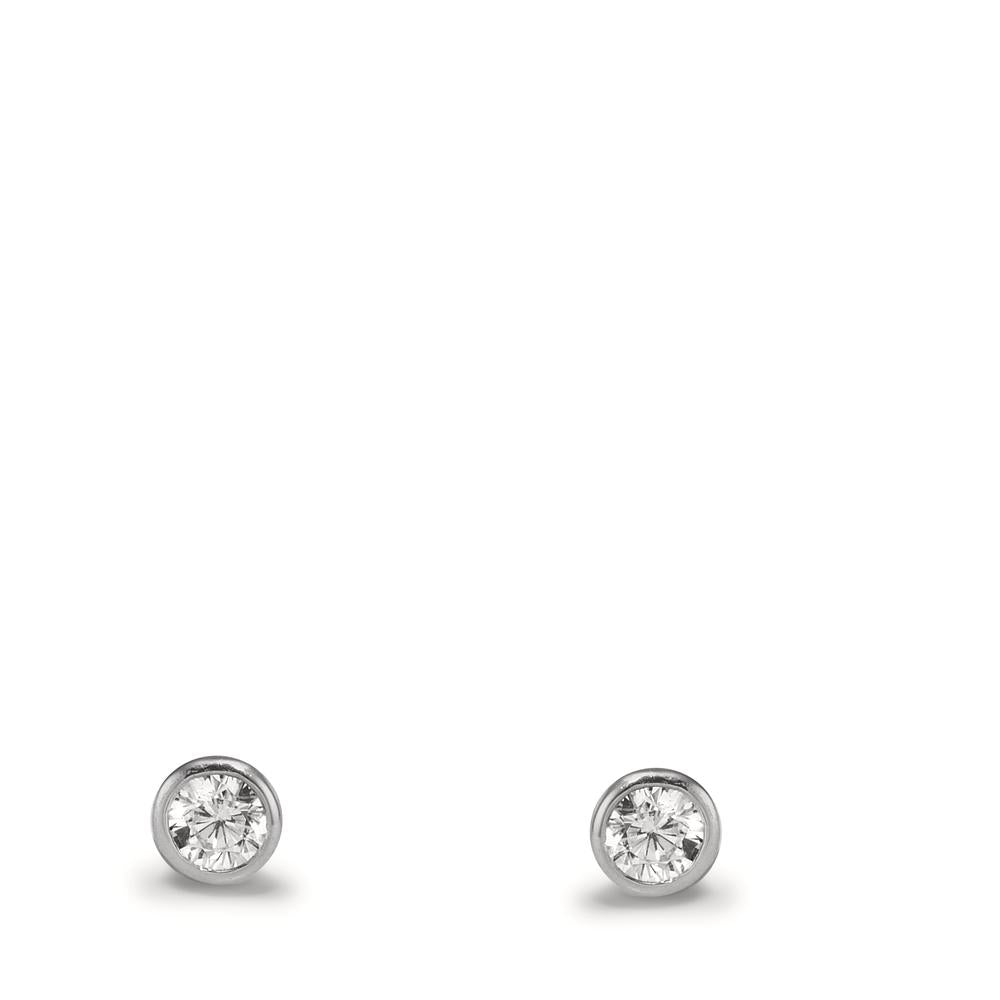 Oorknoppen 375/9K witgoud Zirkonia 2 Steen Ø3.2 mm