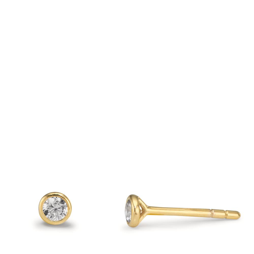 Oorknoppen 375/9K geel goud Zirkonia 2 Steen Ø3.5 mm