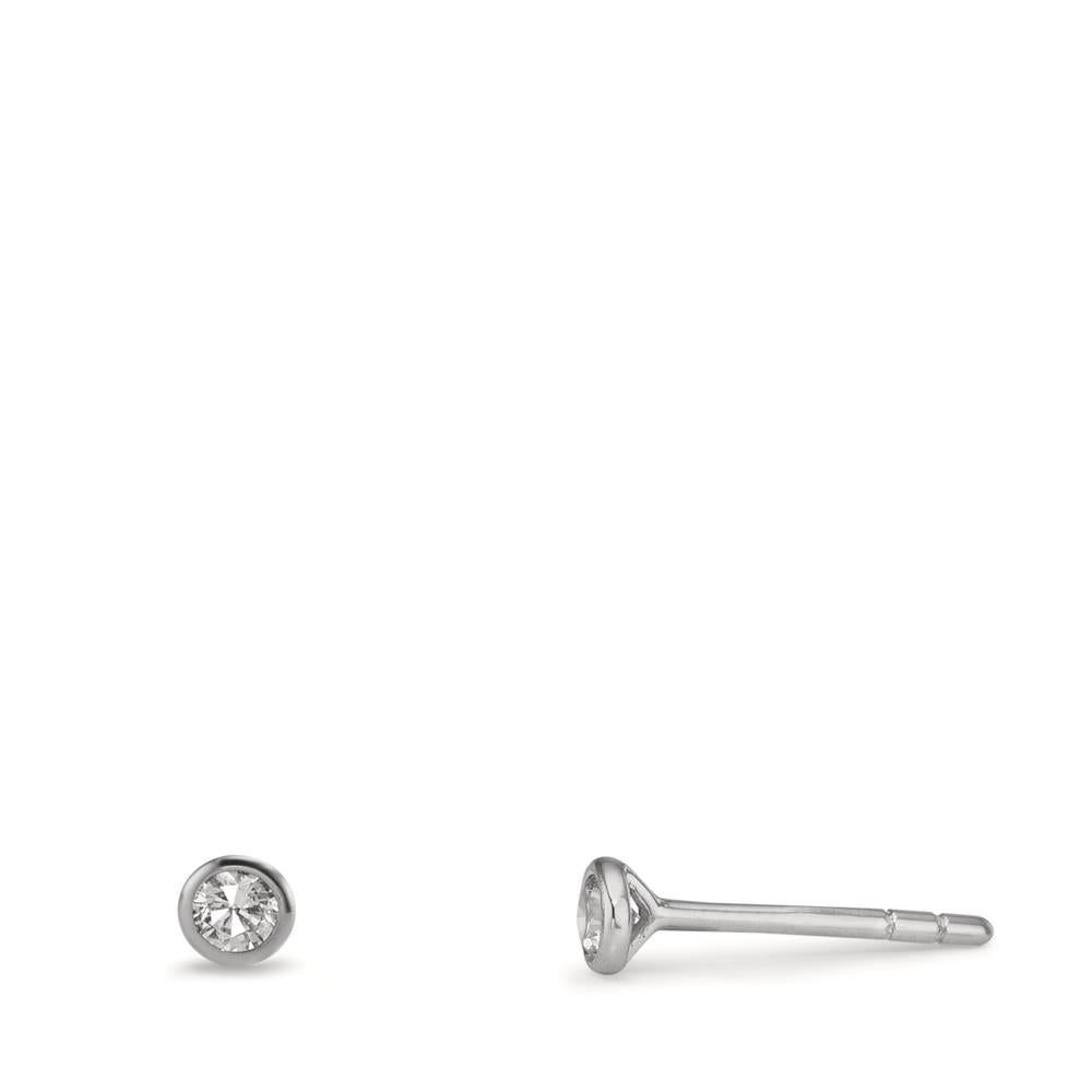 Oorknoppen 375/9K witgoud Zirkonia 2 Steen Ø3.5 mm