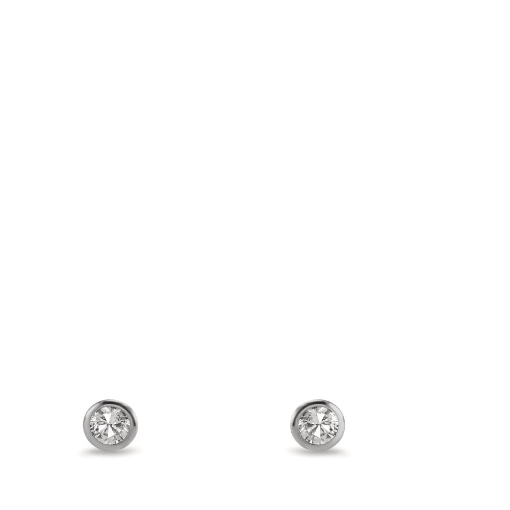 Oorknoppen 375/9K witgoud Zirkonia 2 Steen Ø3.5 mm