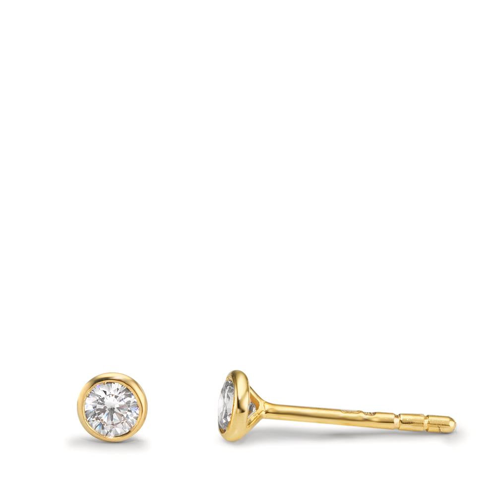 Oorknoppen 375/9K geel goud Zirkonia 2 Steen Ø3.8 mm