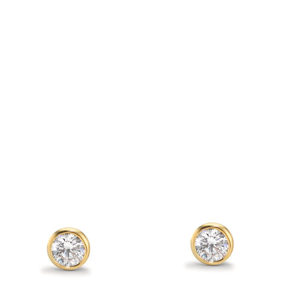 Oorknoppen 375/9K geel goud Zirkonia 2 Steen Ø3.8 mm