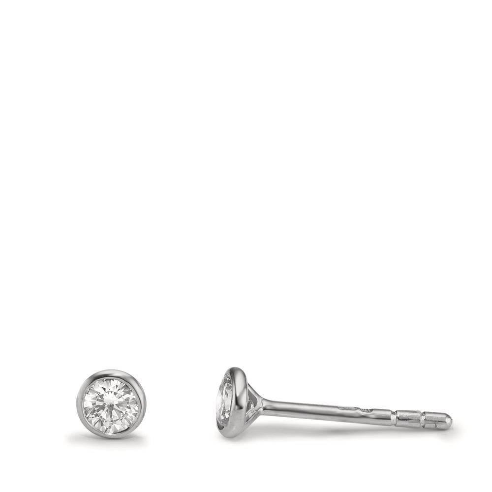 Oorknoppen 375/9K witgoud Zirkonia 2 Steen Ø3.8 mm