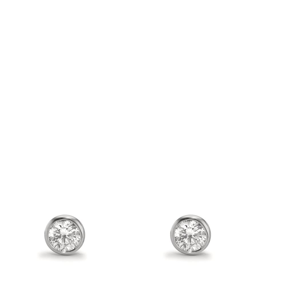 Oorknoppen 375/9K witgoud Zirkonia 2 Steen Ø3.8 mm