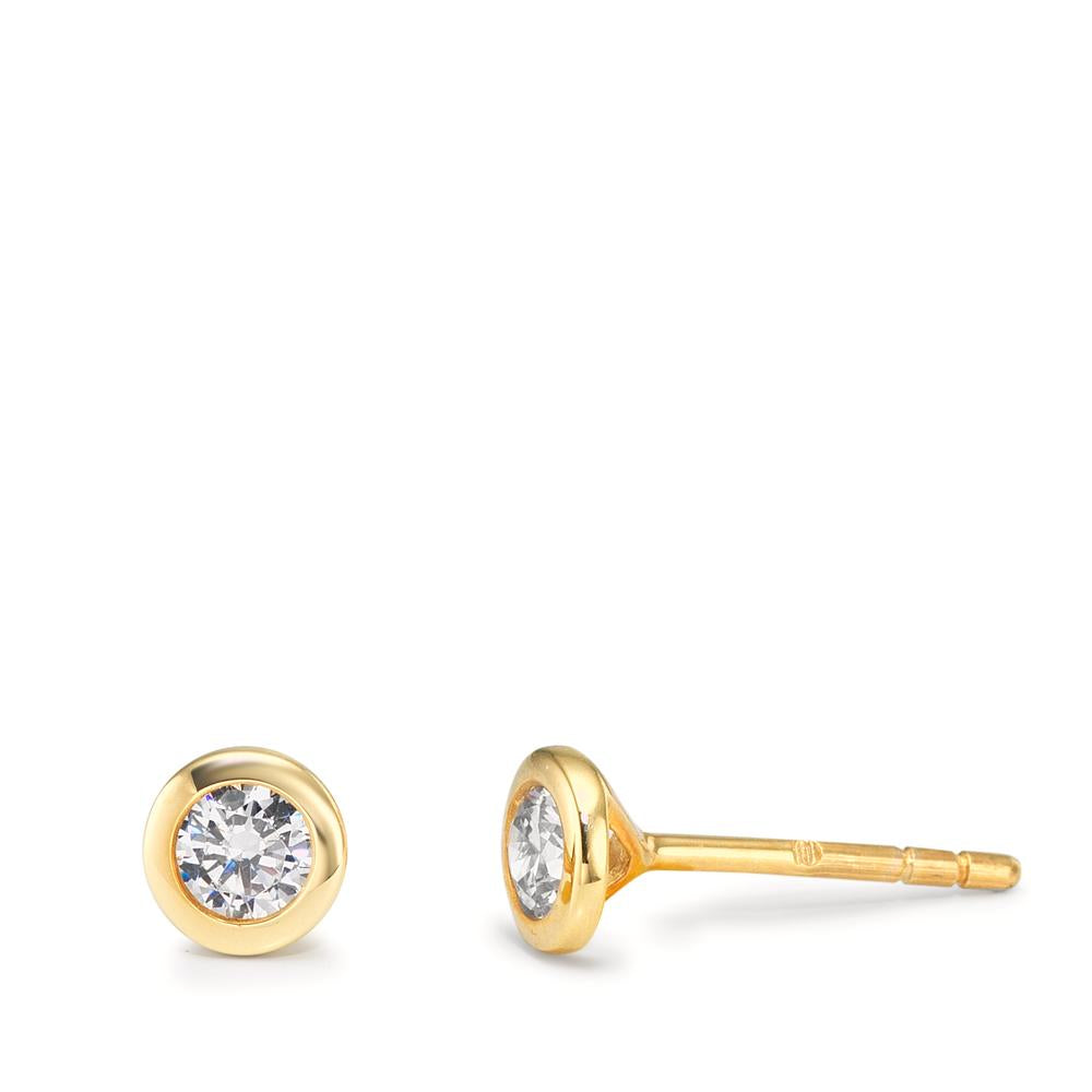 Oorknoppen 375/9K geel goud Zirkonia 2 Steen Ø5 mm
