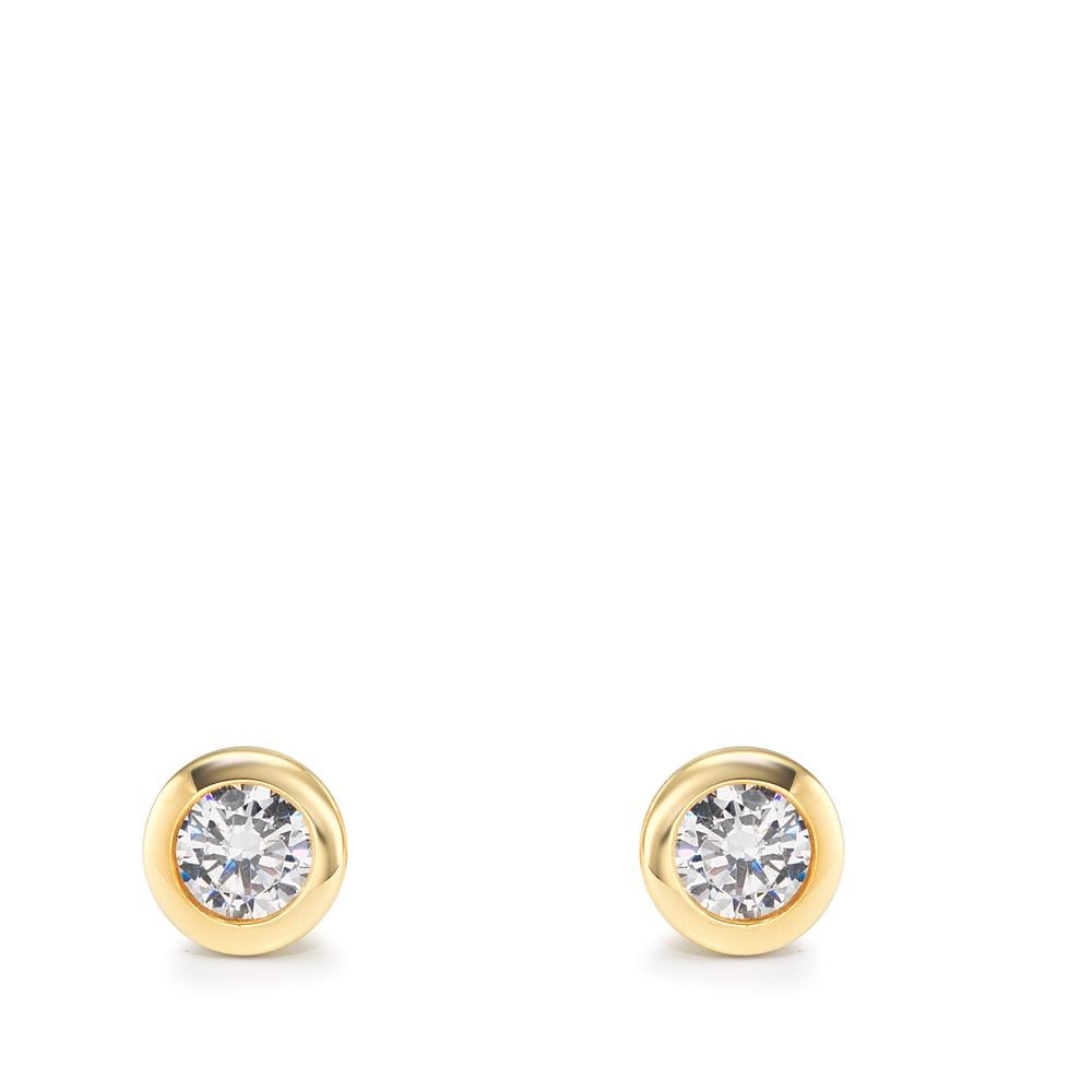 Oorknoppen 375/9K geel goud Zirkonia 2 Steen Ø5 mm