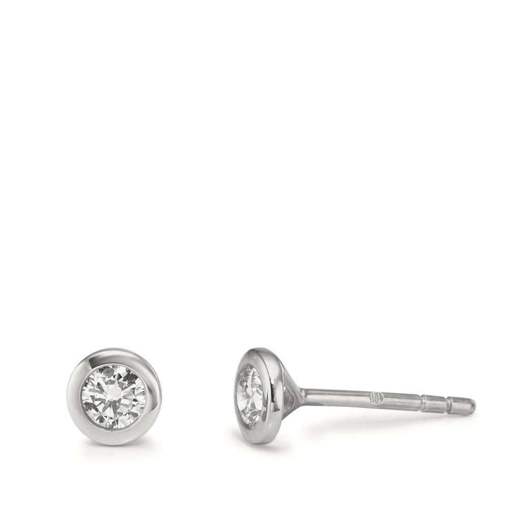 Oorknoppen 375/9K witgoud Zirkonia 2 Steen Ø5 mm