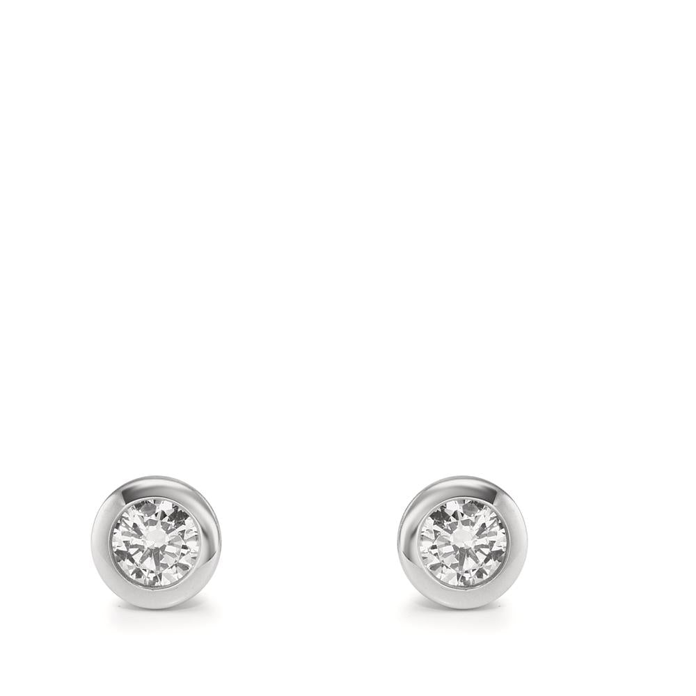 Oorknoppen 375/9K witgoud Zirkonia 2 Steen Ø5 mm