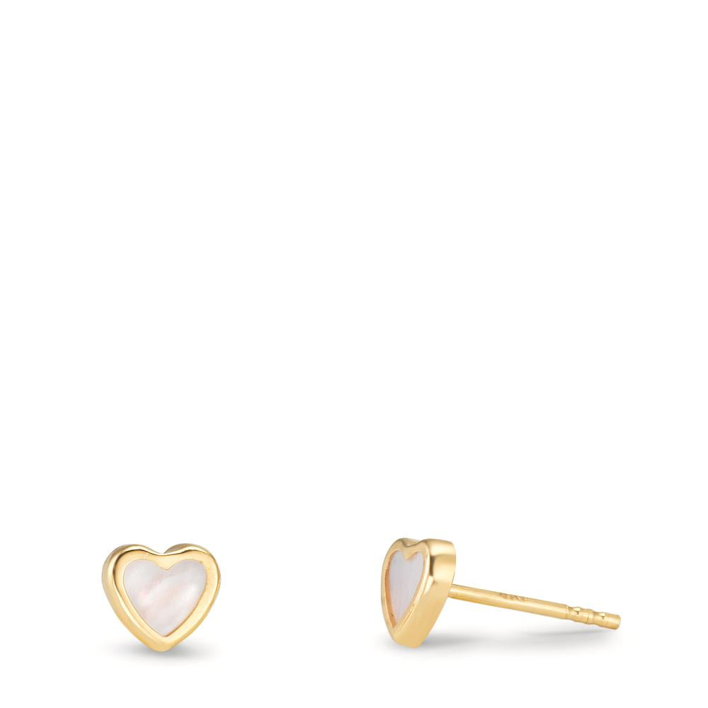 Oorknoppen 750/18K geel goud Parelmoer Hart Ø4 mm
