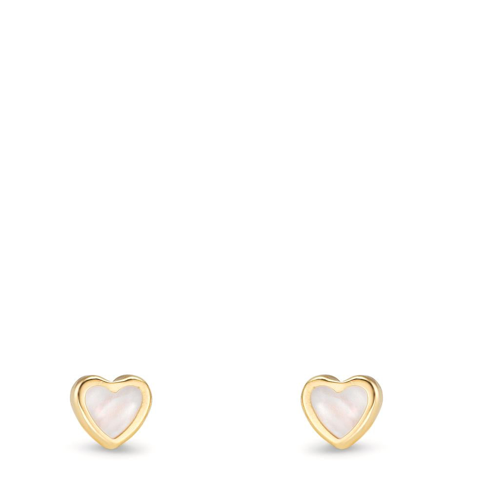 Oorknoppen 750/18K geel goud Parelmoer Hart Ø4 mm