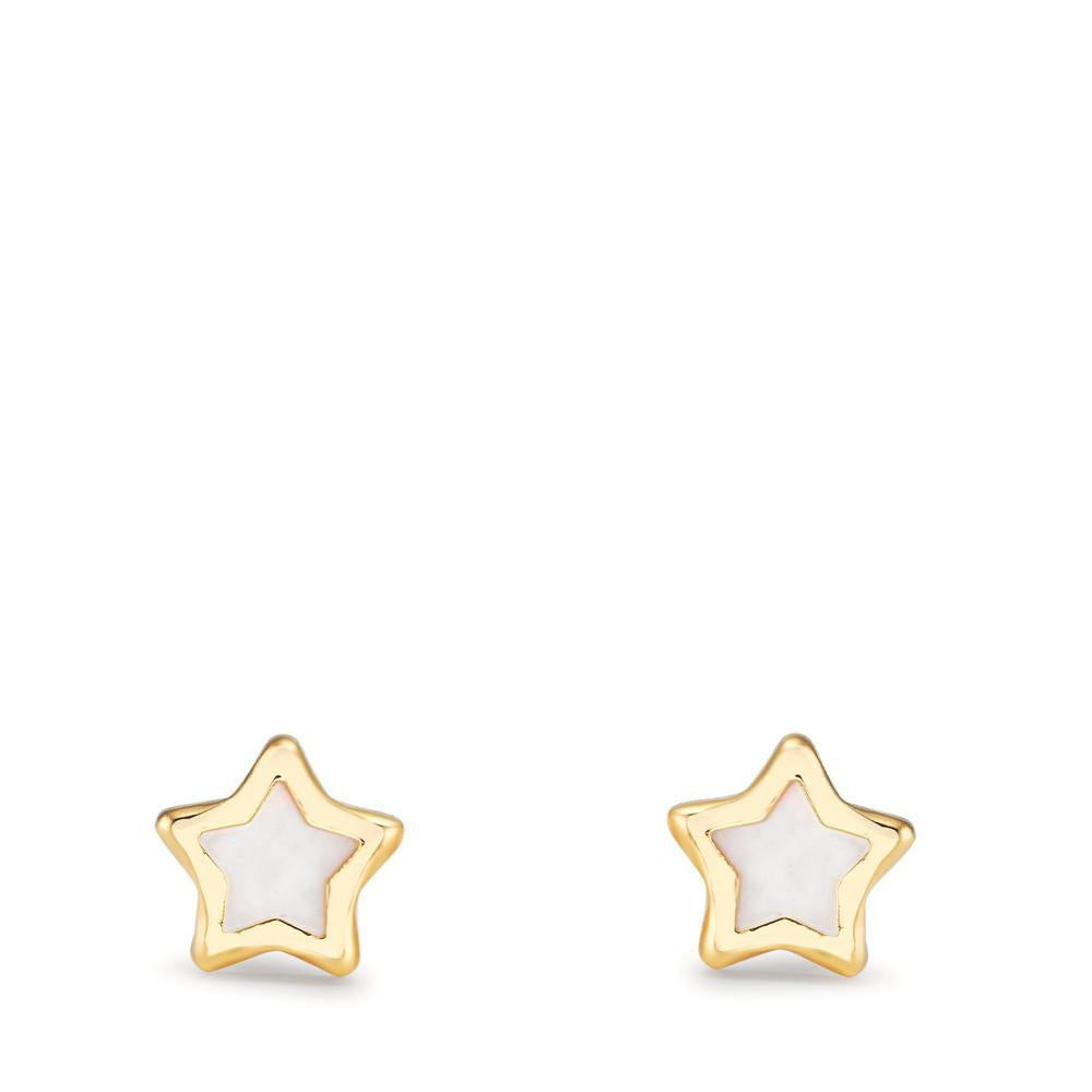 Oorknoppen 750/18K geel goud Parelmoer Ster Ø5 mm