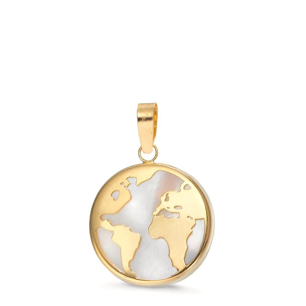 Hanger 750/18K geel goud Parelmoer Wereldbol Ø12 mm