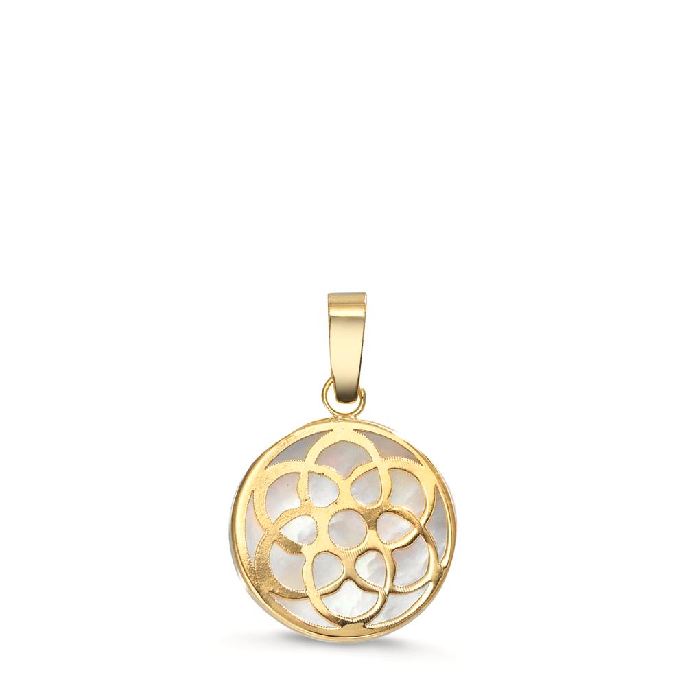 Hanger 750/18K geel goud Parelmoer Bloem van het leven Ø10 mm