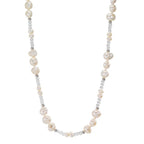 Collier Roestvrijstaal Kristal wit zoetwater Parel 90 cm