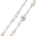 Collier Roestvrijstaal Kristal wit zoetwater Parel 90 cm