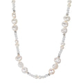 Collier Roestvrijstaal Kristal wit zoetwater Parel 45 cm