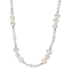 Collier Roestvrijstaal Kristal wit zoetwater Parel 45 cm