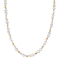Collier Roestvrijstaal Kristal wit Geel IP-gecoat zoetwater Parel 43.5 cm