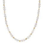 Collier Roestvrijstaal Kristal wit Geel IP-gecoat zoetwater Parel 43.5 cm
