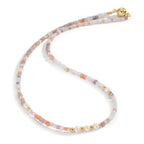 Collier Roestvrijstaal Kristal roze Geel IP-gecoat zoetwater Parel, 5 Parels 4-4.5 mm 43 cm