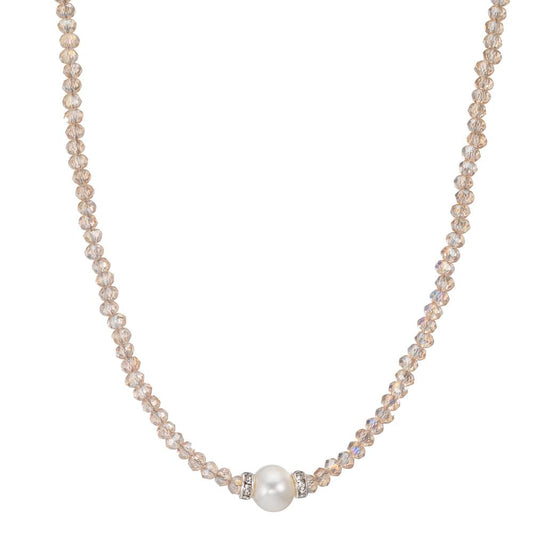 Collier Roestvrijstaal Kristal Champagne zoetwater Parel 6.5-7 mm 43 cm