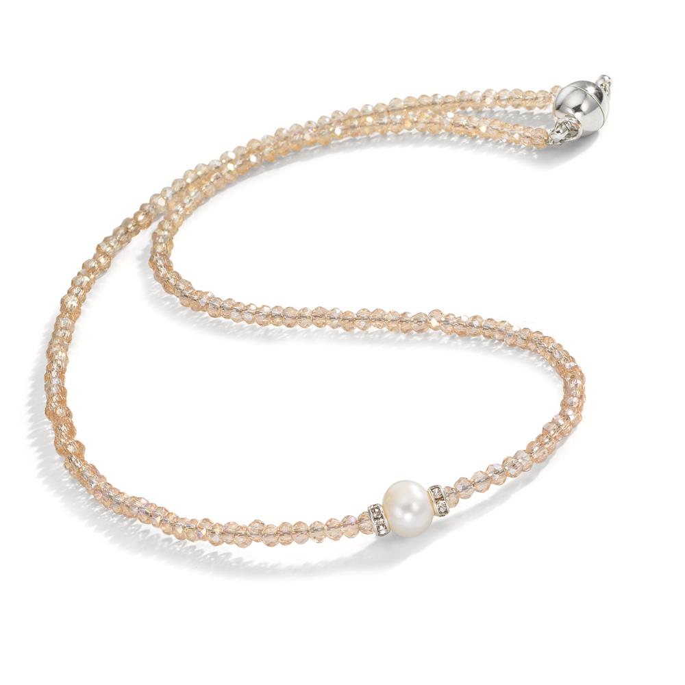 Collier Roestvrijstaal Kristal Champagne zoetwater Parel 6.5-7 mm 43 cm