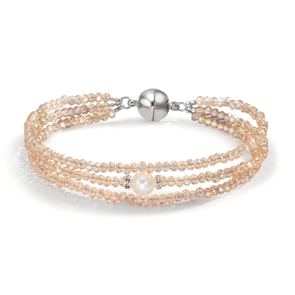 Armband Roestvrijstaal Kristal Champagne zoetwater Parel 7-7.5 mm 19 cm