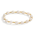 Armband Roestvrijstaal Geel IP-gecoat zoetwater Parel 6.5-7 mm 18.5 cm