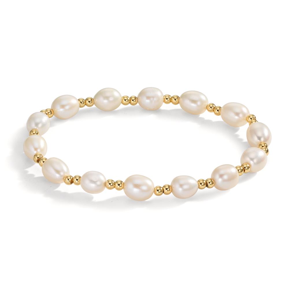 Armband Roestvrijstaal Geel IP-gecoat zoetwater Parel 6.5-7 mm 18.5 cm