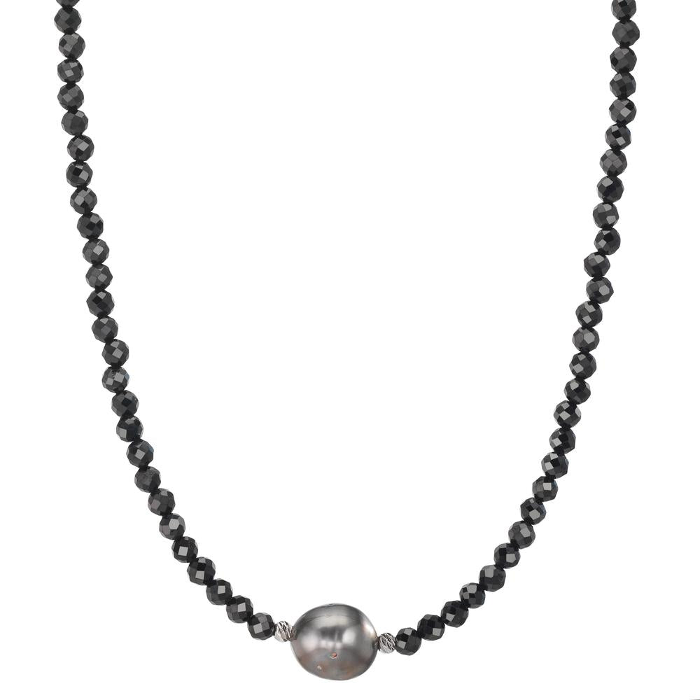 Collier Roestvrijstaal Spinel zwart, 3 mm Tahiti Parel, 9.5 mm 43-47 cm