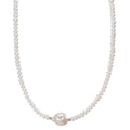 Collier Roestvrijstaal zoetwater Parel, 4 mm 43 cm
