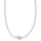 Collier Roestvrijstaal zoetwater Parel, 4 mm 43 cm