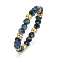 Ring Roestvrijstaal Kristal blauw, 3 mm Geel IP-gecoat