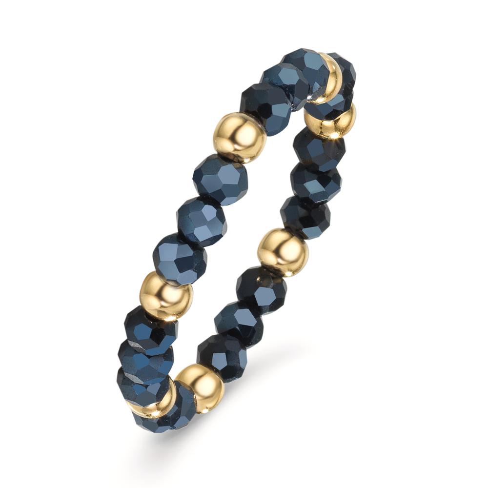 Ring Roestvrijstaal Kristal blauw, 3 mm Geel IP-gecoat