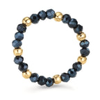 Ring Roestvrijstaal Kristal blauw, 3 mm Geel IP-gecoat