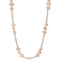 Collier Roestvrijstaal Kristal roze zoetwater Parel roze 90 cm