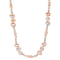 Collier Roestvrijstaal Kristal roze zoetwater Parel roze 45 cm