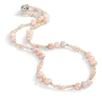 Collier Roestvrijstaal Kristal roze zoetwater Parel roze 45 cm
