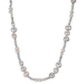 Collier Roestvrijstaal Kristal zilver zoetwater Parel zilver 46 cm