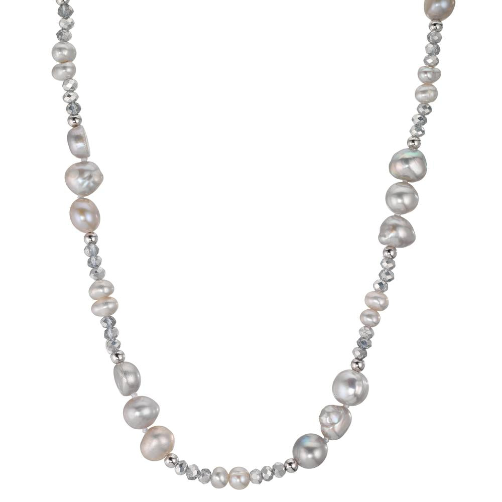 Collier Roestvrijstaal Kristal zilver zoetwater Parel zilver 46 cm