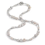 Collier Roestvrijstaal Kristal zilver zoetwater Parel zilver 46 cm
