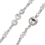 Collier Roestvrijstaal Kristal zilver zoetwater Parel zilver 46 cm