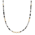 Collier Roestvrijstaal Kristal Geel IP-gecoat zoetwater Parel, 5 Parels, 4.5 mm 43 cm