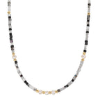 Collier Roestvrijstaal Kristal Geel IP-gecoat zoetwater Parel, 5 Parels, 4.5 mm 43 cm